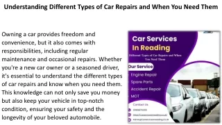 Understanding Different Types of Car Repairs and When You Need Them