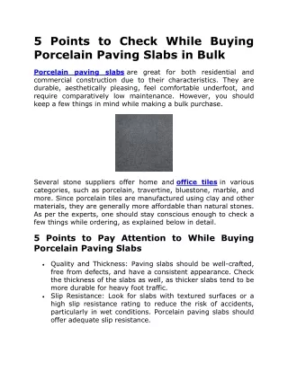 5 Points to Check While Buying Porcelain Paving Slabs in Bulk