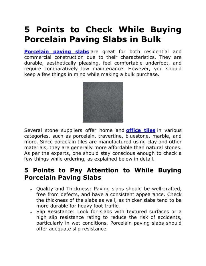 5 points to check while buying porcelain paving
