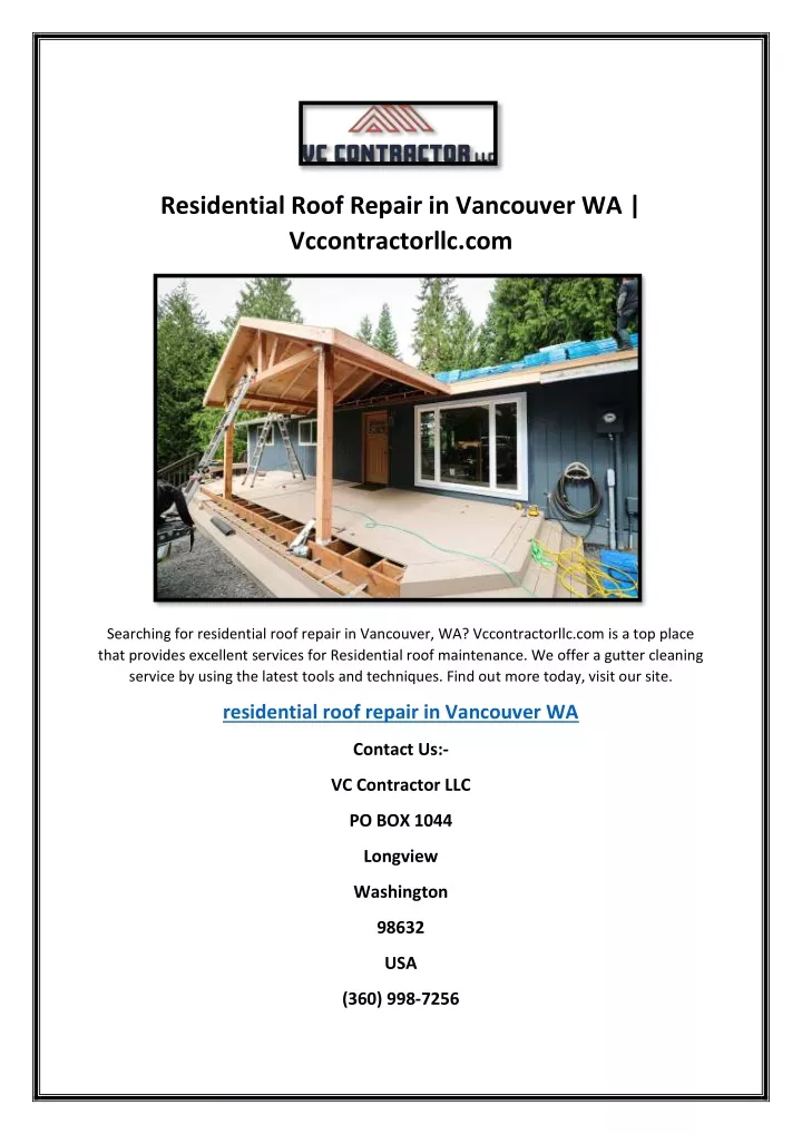 residential roof repair in vancouver