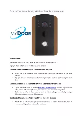Enhance Your Home Security with Front Door Security Cameras