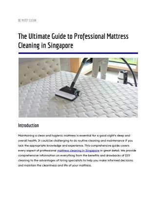 The Ultimate Guide to Professional Mattress Cleaning in Singapore