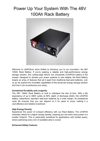 power up your system with the 48v 100ah rack