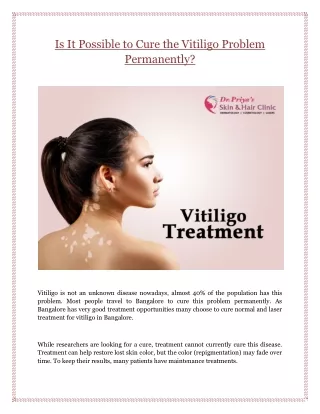 is it possible to cure the vitiligo problem