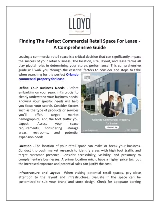 Finding the Perfect Commercial Retail Space for Lease - A Comprehensive Guide