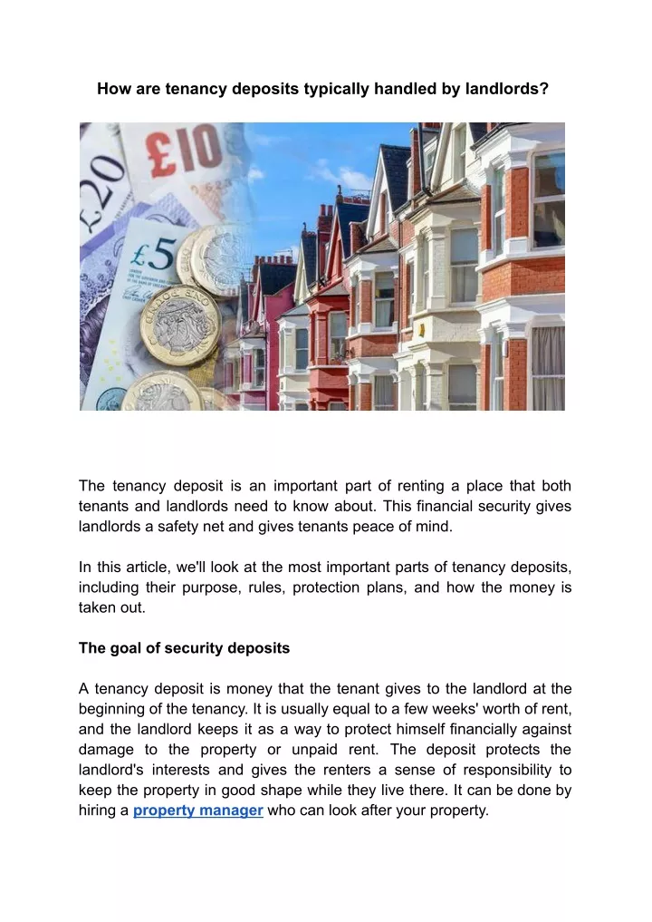 how are tenancy deposits typically handled