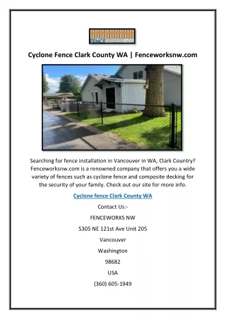 Cyclone Fence Clark County WA | Fenceworksnw.com