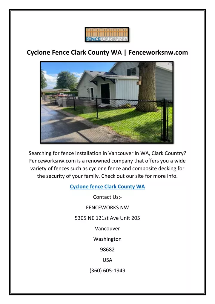cyclone fence clark county wa fenceworksnw com