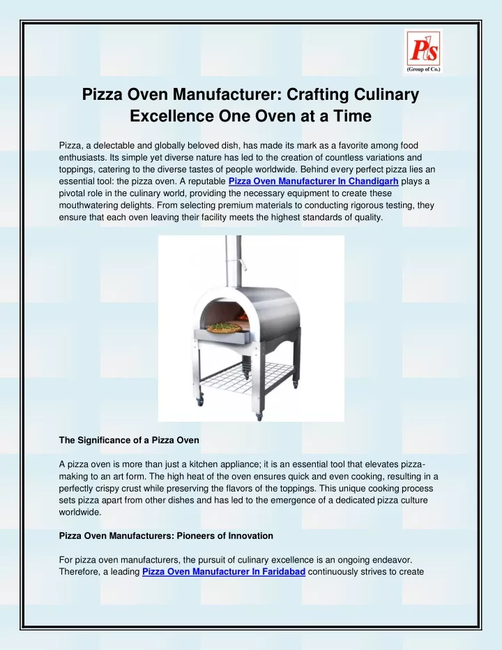 pizza oven manufacturer crafting culinary