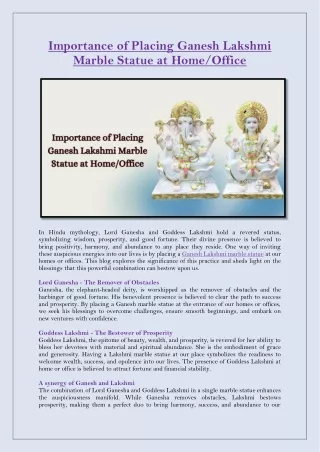 importance of placing ganesh lakshmi marble