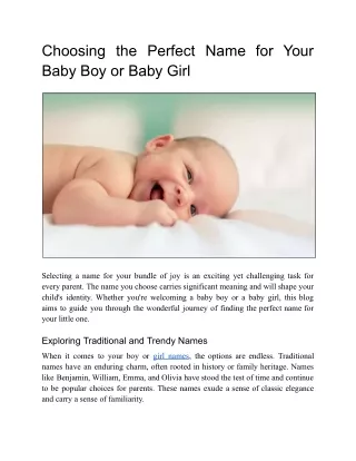 Timeless and Trendy Boy Names: A Diverse Selection for Your Little Prince