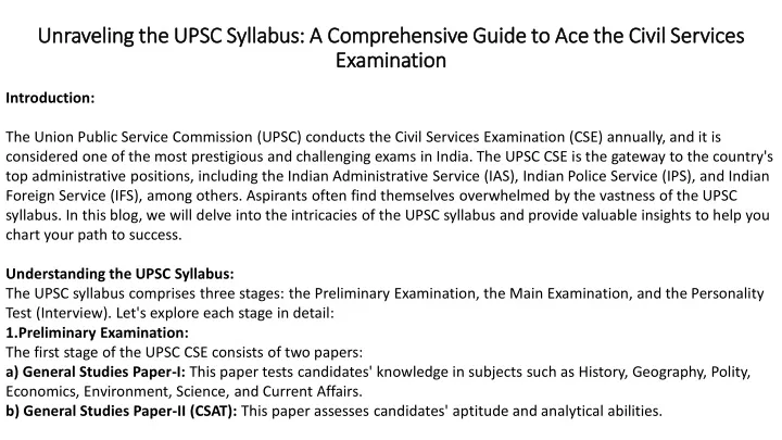 unraveling the upsc syllabus a comprehensive