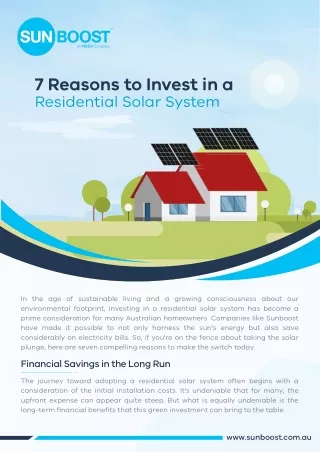 7 Reasons to Invest in a Residential Solar System