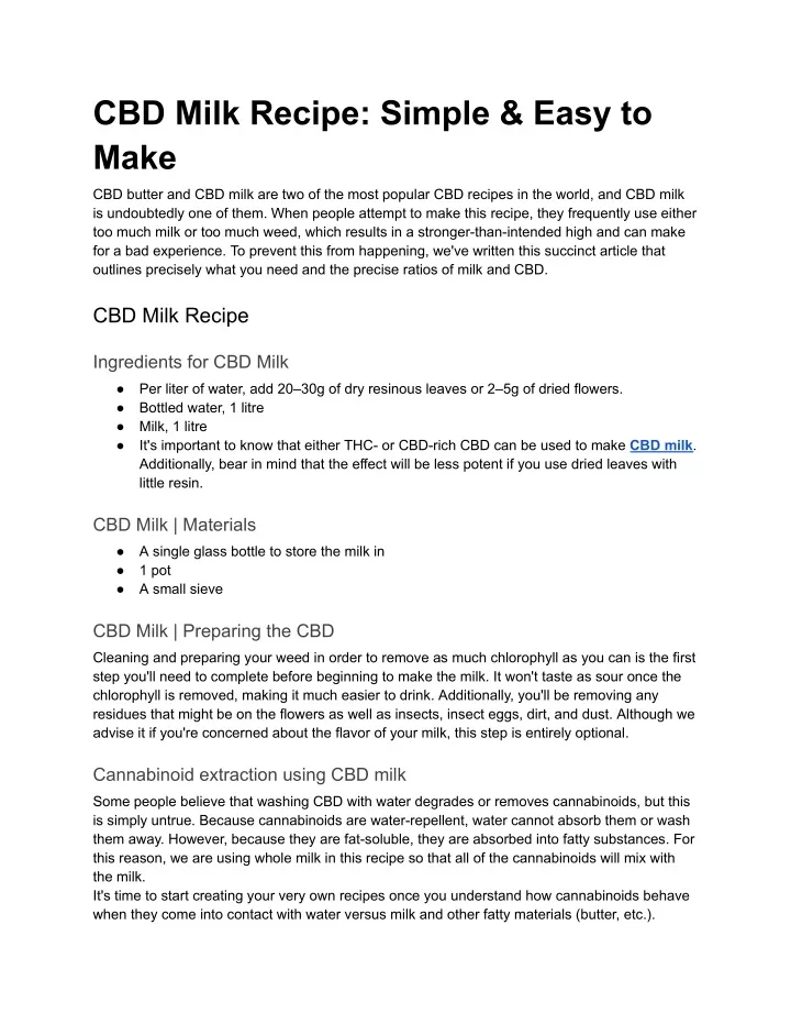 cbd milk recipe simple easy to make