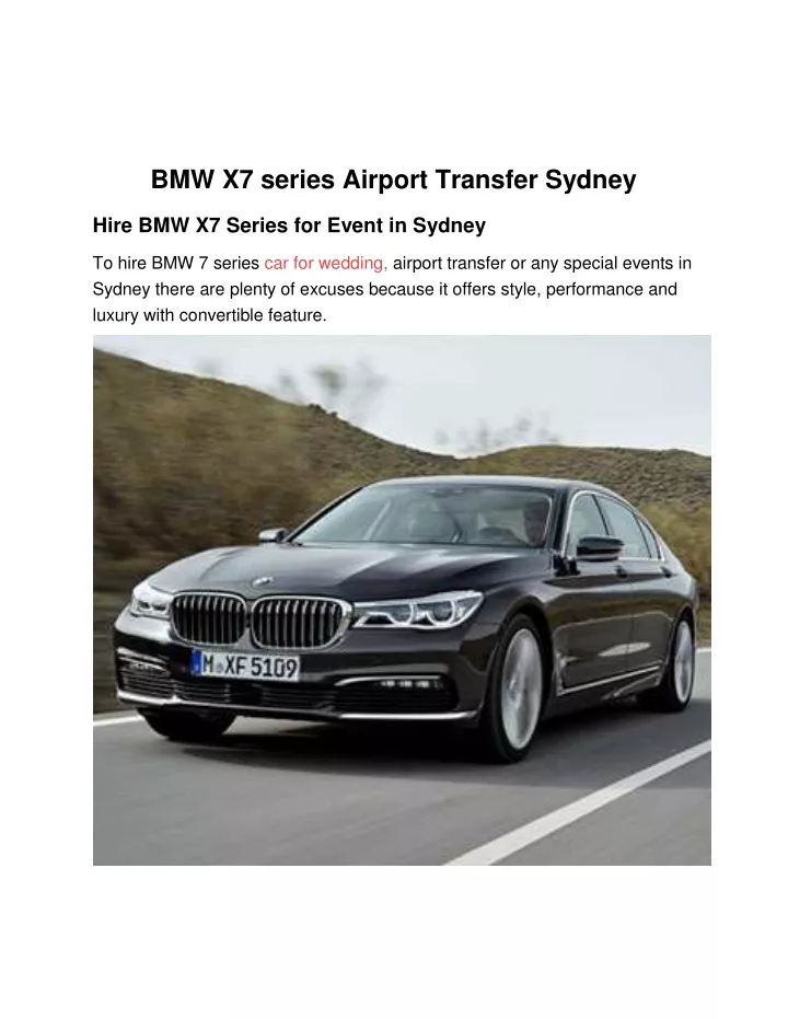 bmw x7 series airport transfer sydney