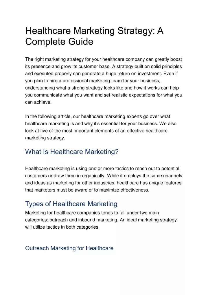 healthcare marketing strategy a complete guide