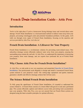 French Drain Installation Guide - Attic Pros