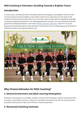 NDA Coaching in Dehradun Excelling Towards a Brighter Future