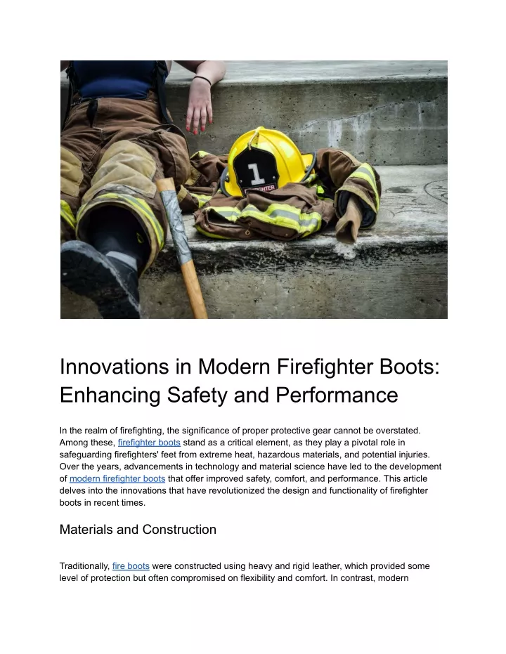 innovations in modern firefighter boots enhancing