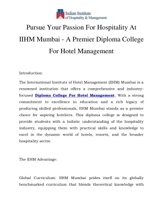 Diploma College For Hotel Management Call-9011413447