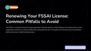 Renewing Your FSSAI License Common Pitfalls to Avoid.