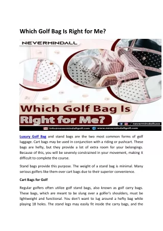 Which Golf Bag Is Right for Me