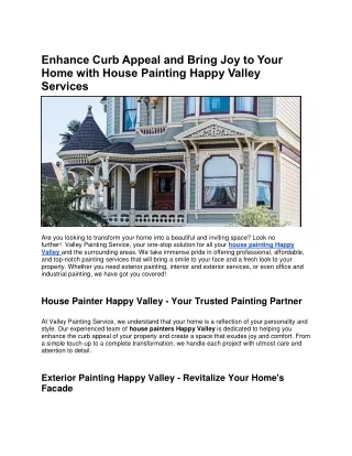 Joy to Your Home with House Painting Happy Valley Services