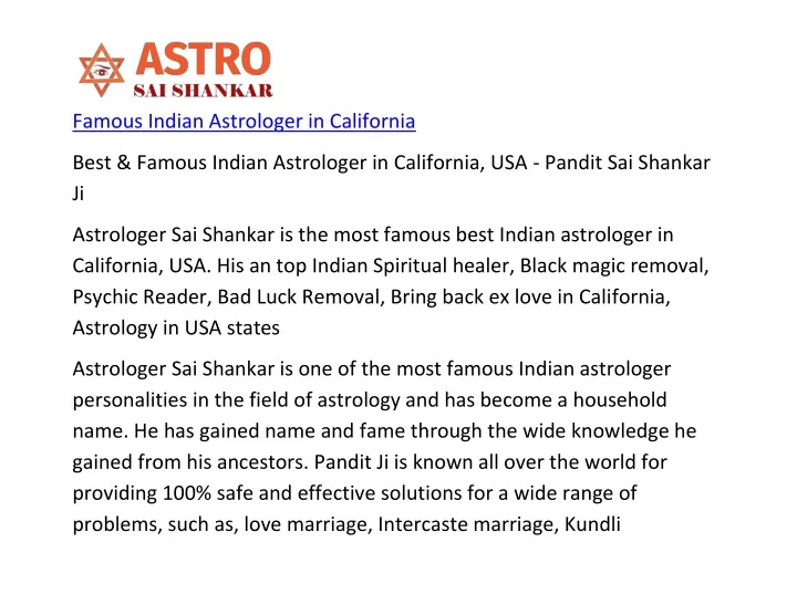 famous indian astrologer in california