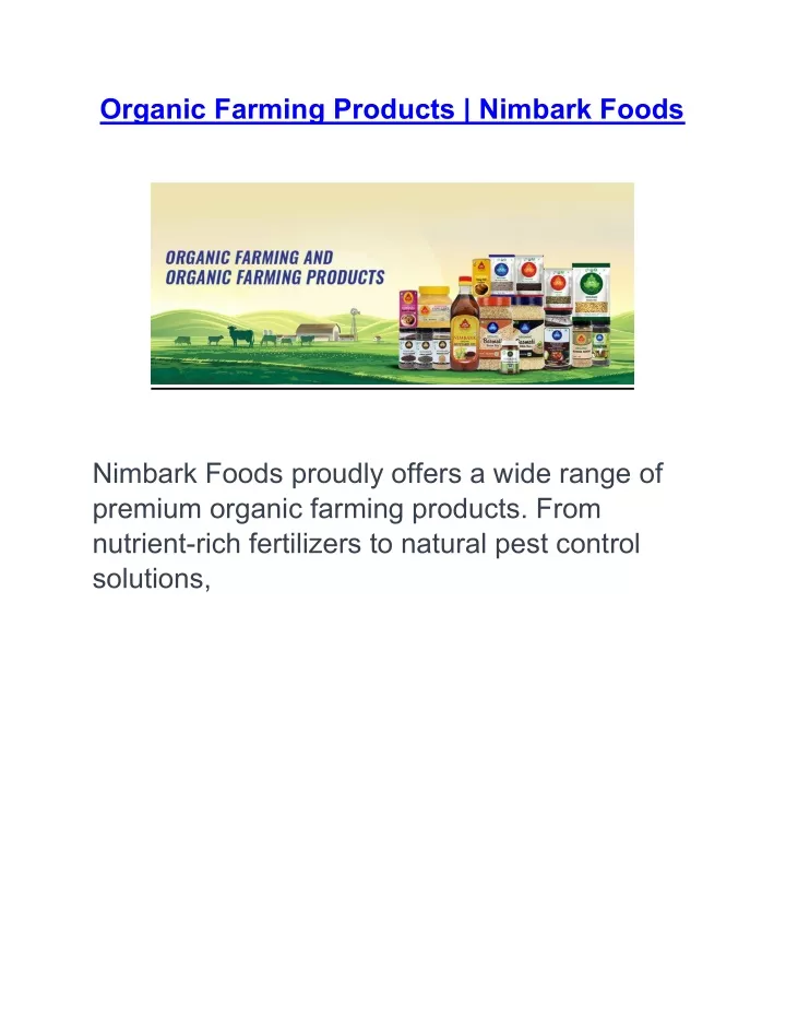 organic farming products nimbark foods