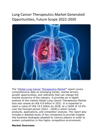 Lung Cancer Therapeutics Market Generated Opportunities
