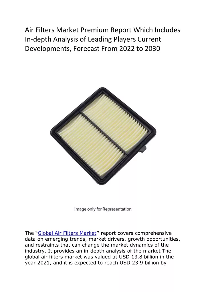 air filters market premium report which includes