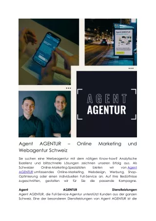 Agent AGENTUR – Online Marketing und Webagentur Schweiz