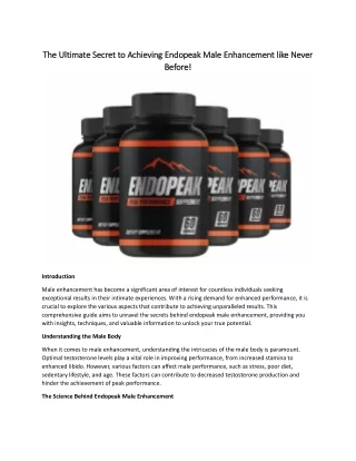 The Ultimate Secret to Achieving Endopeak Male Enhancement like Never Before!