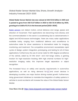 global radar sensor market size share growth