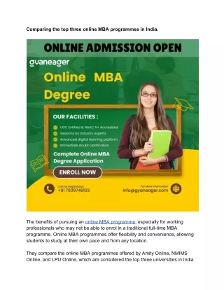 Comparing the top three online MBA programmes in India