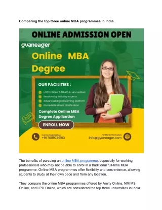 comparing the top three online mba programmes