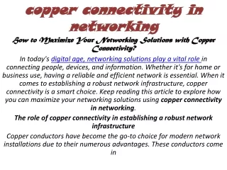 copper connectivity in networking