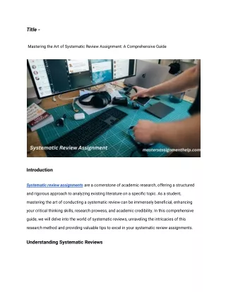 Mastering the Art of Systematic Review Assignment: A Comprehensive Guide