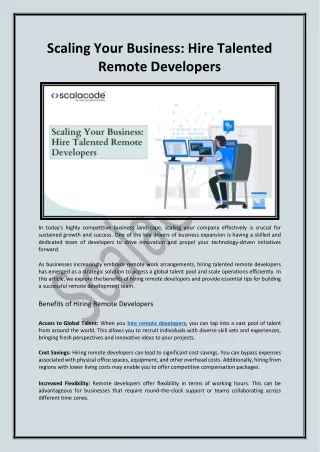 Scaling Your Business - Hire Talented Remote Developers