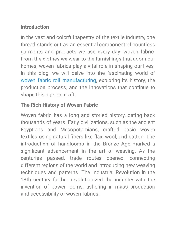 PPT - Unraveling the Threads_ A Journey into the World of Woven Fabric Manufacturing PowerPoint 