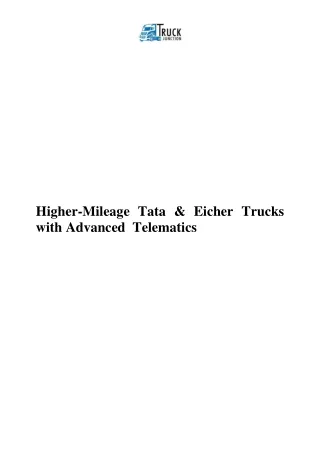 Higher-Mileage Tata & Eicher Trucks  with Advanced  Telematics
