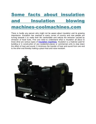 Some facts about insulation and Insulation blowing machines-coolmachines.com