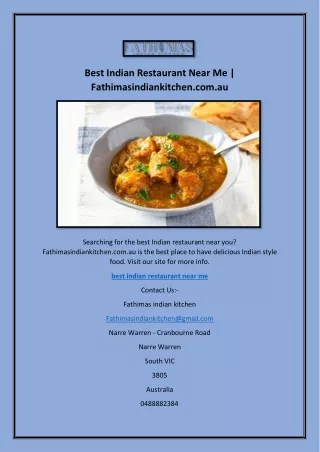 Best Indian Restaurant Near Me | Fathimasindiankitchen.com.au
