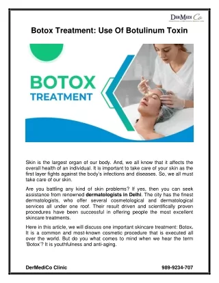 Botox Treatment Use Of Botulinum Toxin