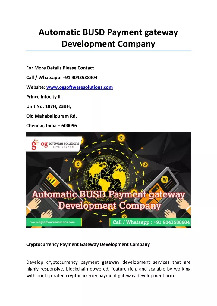 automatic busd payment gateway development company