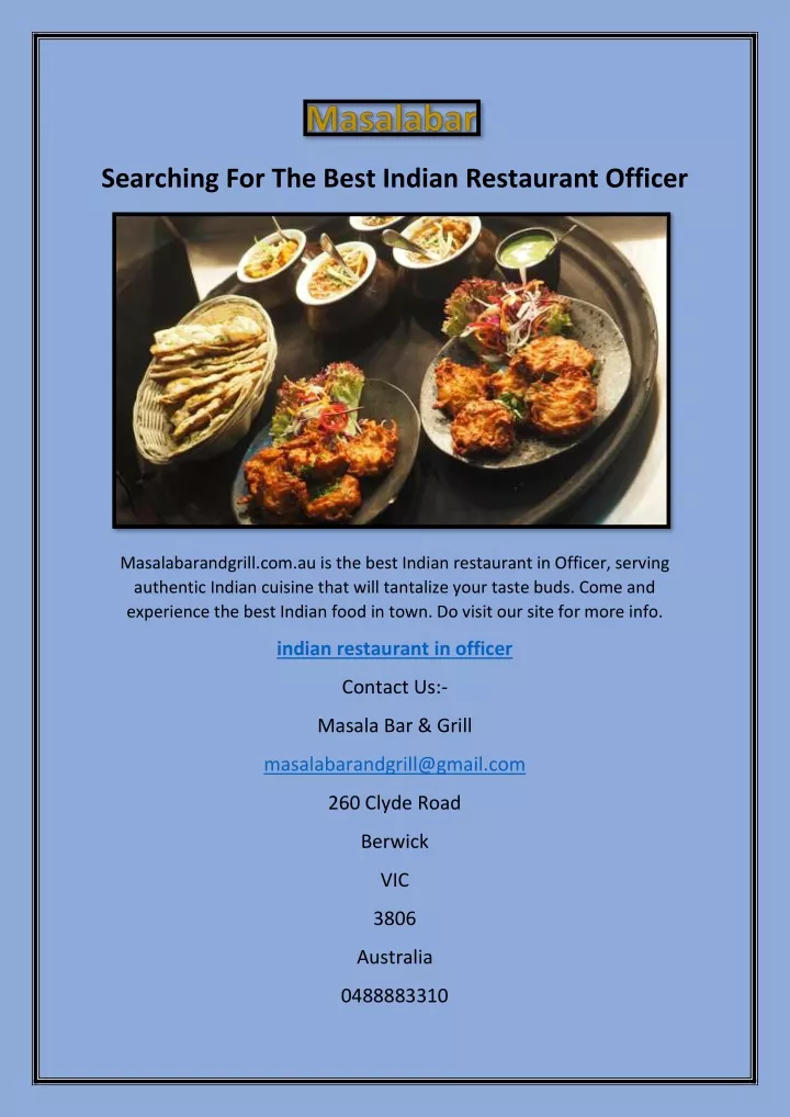 searching for the best indian restaurant officer