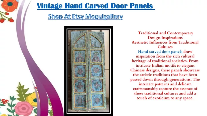 vintage hand carved door panels