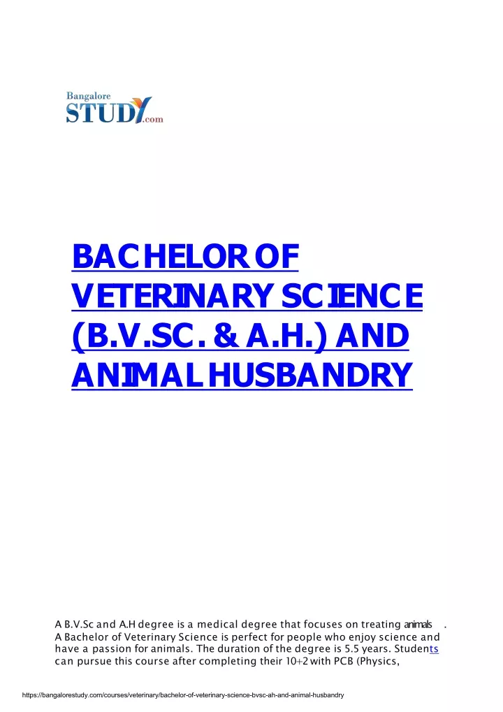 bachelor of veterinary science