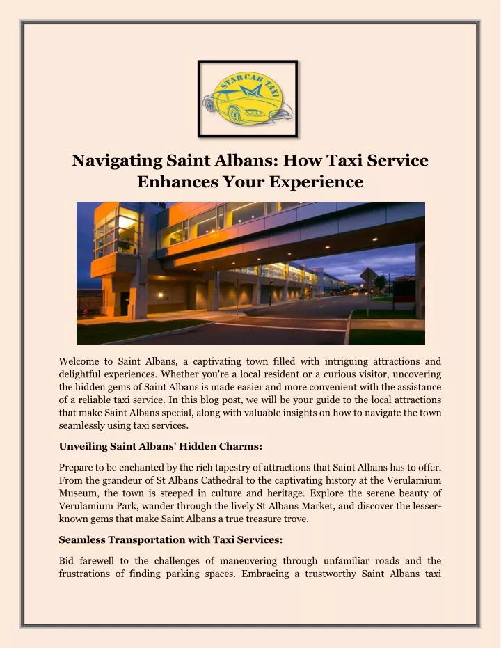 navigating saint albans how taxi service enhances