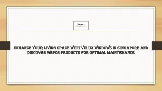 Enhance Your Living Space with Velux Windows in Singapore and Discover Wepos Products for Optimal Maintenance